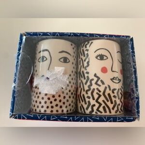 Artistic Face Design Ceramic Egg Cups His snd Hers